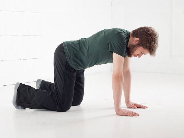 Stretching exercises and standing pendulums on all fours will help build strength